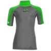 Sola Junior Short Sleeve Rashvest - Charcoal/Green -DivePro Store 2021 Sola Junior Short Sleeve Rashguard KIDS front flime grey