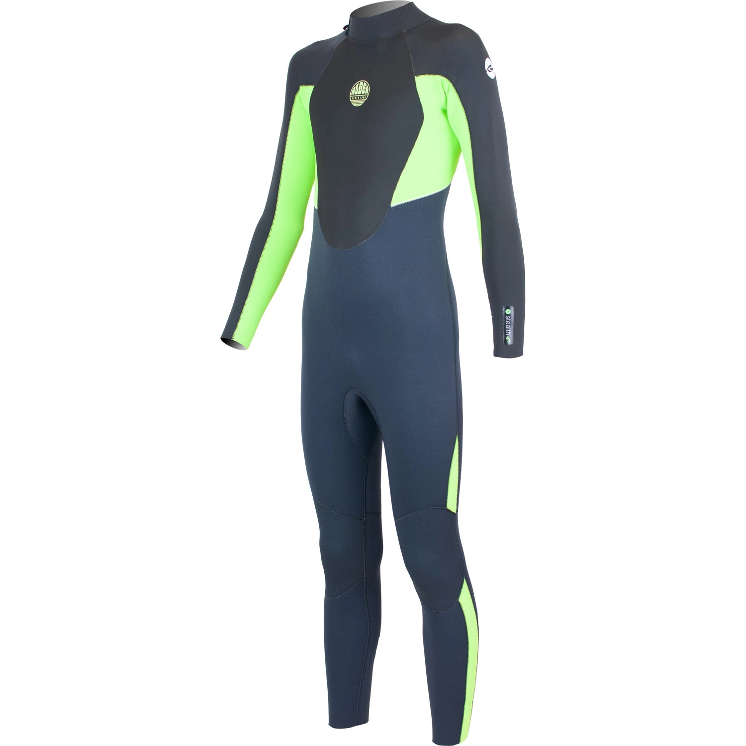 Alder Junior Stealth 5/4/3mm BZ Fullsuit Wetsuit - Graphite / Lime 3 Alder Junior Stealth 5/4/3mm BZ Fullsuit Wetsuit - Graphite / Lime