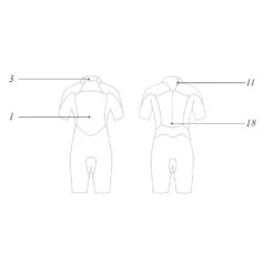 Mystic Kids Star 3/2mm Back-Zip Flatlock Shorty Wetsuit - Navy -DivePro Store 35400.180062 410 Outline Diagram