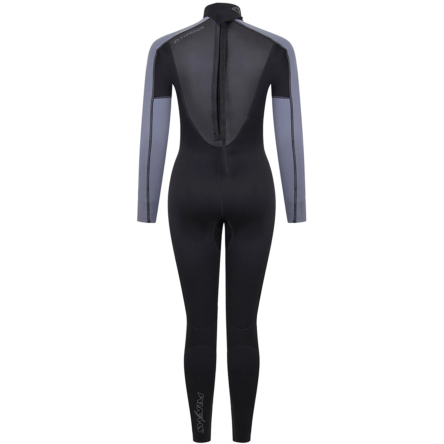 Typhoon Womens Swarm3 3/2mm Backzip Wetsuit - Black/Graphite 4 Typhoon Womens Swarm3 3/2mm Backzip Wetsuit - Black/Graphite - Image 2