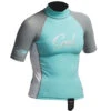 Gul Surf Junior Girls Short Sleeve Rashguard - Glacier/White -DivePro Store gul surf junior womens short sleeve rashguard 2014 glac white front