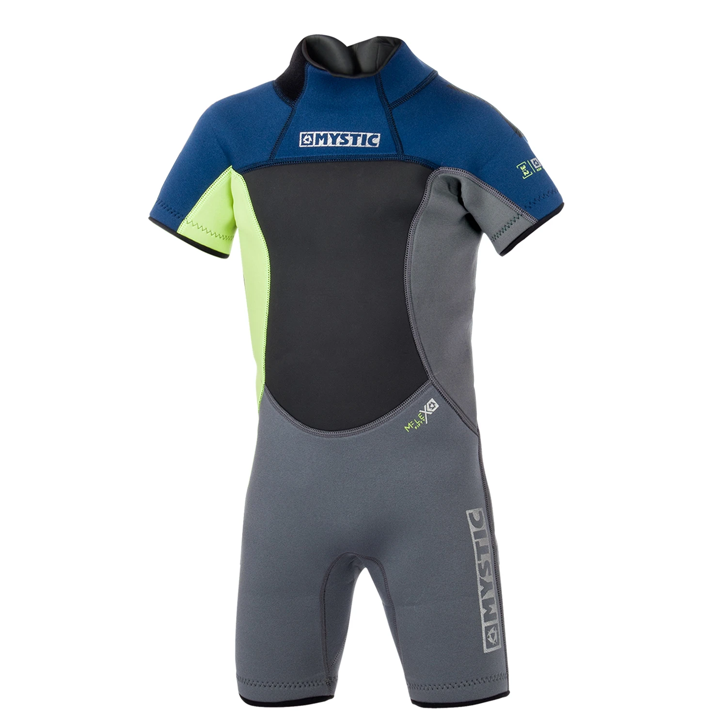 Mystic Kids Star 3/2mm Back-Zip Flatlock Shorty Wetsuit - Navy